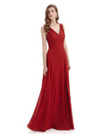 A-line Sleeveless V-Neck Side Slit Floor-Length Bridesmaid Dresses