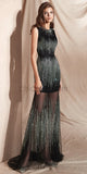 Black Mermaid Sleeveless Tulle Sparkly Prom Dress, YKX026