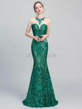 Different Colors Sparkly Sequin Mermaid Sleeveless Tulle Prom Dress, YKX027