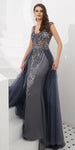 Luxury Beaded A-line Sleeveless Tulle Backless Prom Dress, YKX029