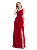 One-Shoulder A-line Top Lace Floor-Length Bridesmaid Dresses