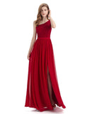 One-Shoulder A-line Top Lace Floor-Length Bridesmaid Dresses