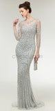 Charming Long Sleeves Appliques Mermaid Tulle Sparkly Sequin Prom Dress, YKX038