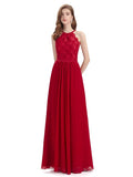 A-line Sleeveless High Neck Floor-Length Bridesmaid Dresses