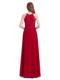 A-line Sleeveless High Neck Floor-Length Bridesmaid Dresses