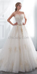 Sweetheart A-line Backless Tulle Lace-up Applique Wedding Dress, YKX045