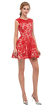 Red A-line Lace Short Sleeveless Homecoming Dresses, YKX047