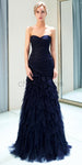 Simple Sweetheart Mermaid Tulle Backless Lace-up Prom Dress, YKX048