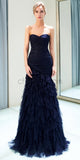 Simple Sweetheart Mermaid Tulle Backless Lace-up Prom Dress, YKX048