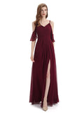 A-line off the Shoulder Spaghetti Straps Floor-Length Bridesmaid Dresses