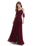 A-line off the Shoulder Spaghetti Straps Floor-Length Bridesmaid Dresses