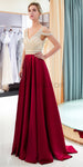 Off Shoulder A-line Satin V-neck Backless Beaded Prom Dress, YKX050