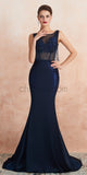 Charming Round Neck Mermaid Jersey Appliques Backless Prom Dress, YKX081