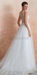 Honest A-line Tulle Sparkly Sequin Applique Wedding Dresses, YKX084