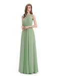 A-line Unique Deisgn Chiffon Long Bridesmaid Dresses