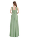 A-line Unique Deisgn Chiffon Long Bridesmaid Dresses