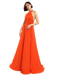 Chiffon A-line Halter Sleeveless Floor-Length Bridesmaid Dresses