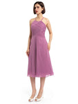 A-line Halter Sleeveless Pleats Short Bridesmaid Dresses