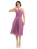 A-line Halter Sleeveless Pleats Short Bridesmaid Dresses