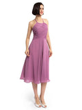 A-line Halter Sleeveless Pleats Short Bridesmaid Dresses