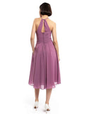 A-line Halter Sleeveless Pleats Short Bridesmaid Dresses