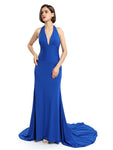 Deep V-neck Halter Mermaid Long Bridesmaid Dresses