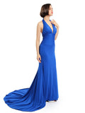 Deep V-neck Halter Mermaid Long Bridesmaid Dresses