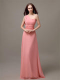 Unique One-shoulder Sleeveless A-line Floor-Length Bridesmaid Dresses