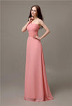 Unique One-shoulder Sleeveless A-line Floor-Length Bridesmaid Dresses