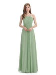 A-line Chiffon Floor-Length Long Bridesmaid Dresses