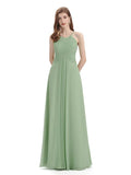 A-line Chiffon Floor-Length Long Bridesmaid Dresses