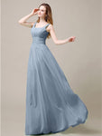 Shoulder Strap A-line Chiffon Elegant Floor-Length Bridesmaid Dresses