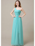 One-Shoulder A-line Sleeveless Floor-Length Bridesmaid Dresses