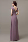 Elegant V-neck Short Sleeves A-line Floor-Length Bridesmaid Dresses