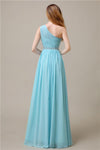 One-Shoulder A-line Beaded Chiffon Floor-Length Bridesmaid Dresses