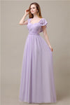 Cap Sleeves A-line Chiffon Floor-Length Bridesmaid Dresses