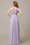 Cap Sleeves A-line Chiffon Floor-Length Bridesmaid Dresses