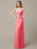 Halter Chiffon A-line Sleeveless Floor-Length Bridesmaid Dresses