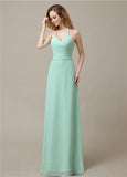 Halter Chiffon A-line Sleeveless Floor-Length Bridesmaid Dresses