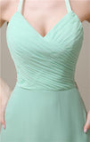 Halter Chiffon A-line Sleeveless Floor-Length Bridesmaid Dresses