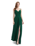 Chiffon Spaghetti Strap V-neck Floor-Length Long Bridesmaid Dresses