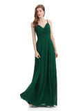 Chiffon Spaghetti Strap V-neck Floor-Length Long Bridesmaid Dresses