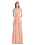 Simple Halter Chiffon Floor-Length Long Bridesmaid Dresses