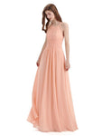 Simple Halter Chiffon Floor-Length Long Bridesmaid Dresses