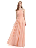 Simple Halter Chiffon Floor-Length Long Bridesmaid Dresses