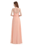 Simple Halter Chiffon Floor-Length Long Bridesmaid Dresses