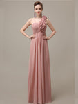 Simple A-line One-Shoulder Floor-Length Chiffon Bridesmaid Dresses