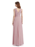 Simple V-neck Chiffon Floor-Length Long Bridesmaid Dresses