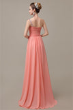 Sweatheart A-line Chiffon One Shoulder Floor-Length Long Bridesmaid Dresses