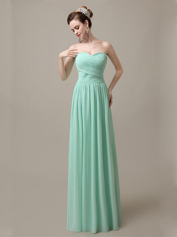 Sweetheart A-line Simple Chiffon Floor-Length Long Bridesmaid Dresses